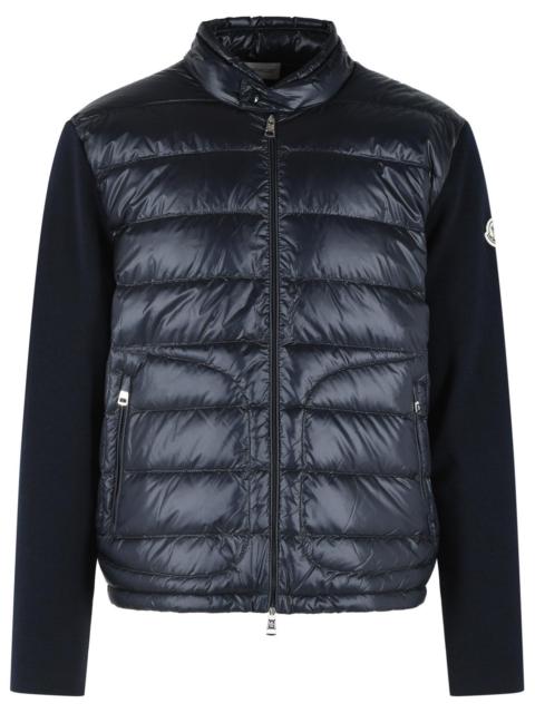 Moncler Moncler Padded Virgin Wool Crdigan With Zip Navy Blue Men