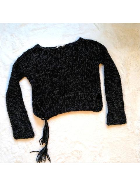 Other Designers Joan Vass, N.Y. Vintage Hand Knit 100% Wool Boxy Sweater Tassel Ties Small