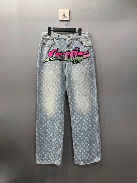 Louis Vuitton Louis Vuitton Flame Flocked Logo Jeans