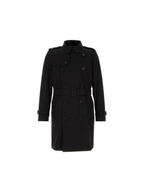 Burberry BURBERRY Black Gabardine Kensington Trench Coat New & Authen