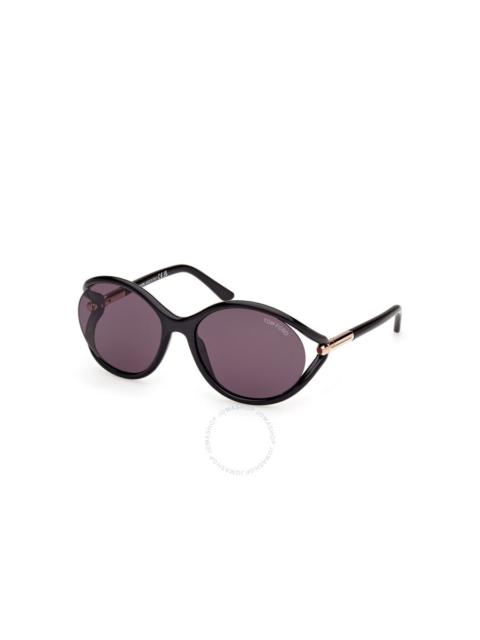TOM FORD Tom Ford Melody Smoke Oval Ladies Sunglasses FT1090 01A 59