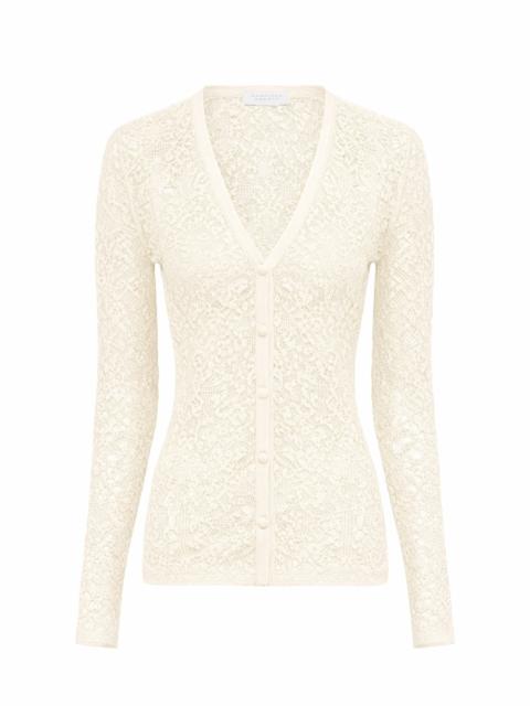 GABRIELA HEARST Ultraris Lace Knit Cardigan in Off White Virgin Wool
