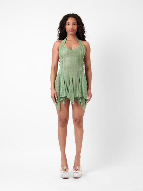 POSTER GIRL LIMITED EDITION MUNROE RHINESTONE DRESS IN STRIPE BILLIONAIRE GREEN