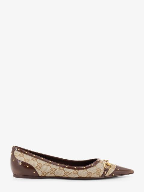 GUCCI Gucci Savoy GG Fabric Ballerinas Beige Women