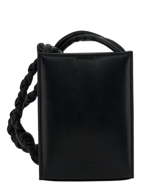 JIL SANDER 'TANGLE SMALL' BLACK SHOULDER BAG WITH EMBOSSED LOGO IN LEATHER MAN