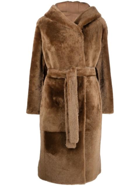 Yves Salomon tied-waist fur coat