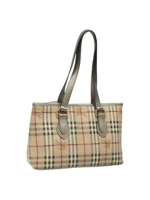 Burberry Burberry Nova Check Tote Bag Pvc Leather Beige Silver