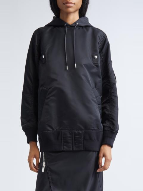 sacai Sacai Nylon Twill Hoodie in Black at Nordstrom