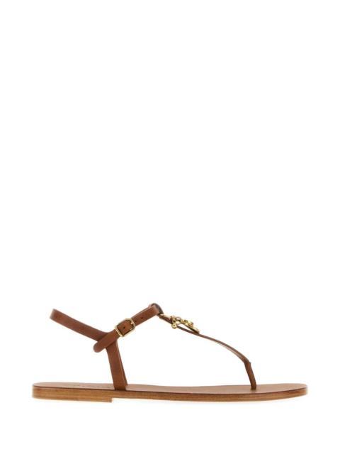 Chloé Chloe Women Caramel Leather Chloe Charms Thong Sandals