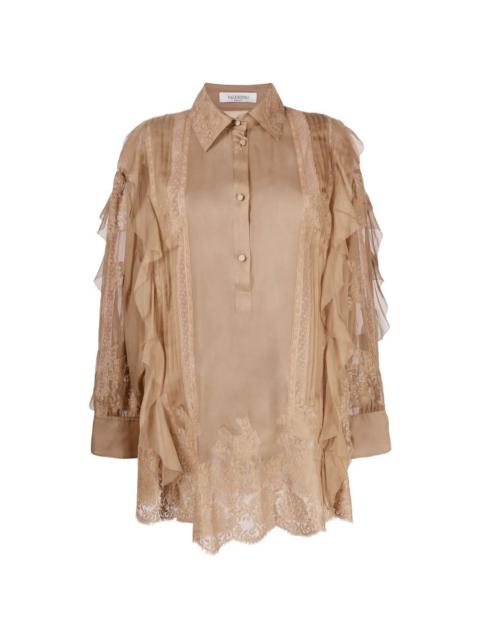 Valentino Valentino Garavani Ruffle-Trim Silk Blouse