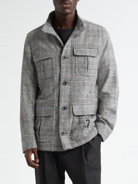 Herno Herno Glen Plaid Wool Blend Field Jacket in Pearl Grey at Nordstrom