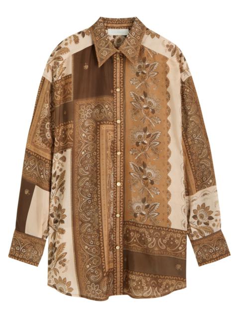Zimmermann Lucky Menstyle Printed Silk Shirt