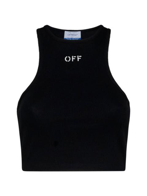 Off White Women Logo Rib-Knit Cotton Rowing Top