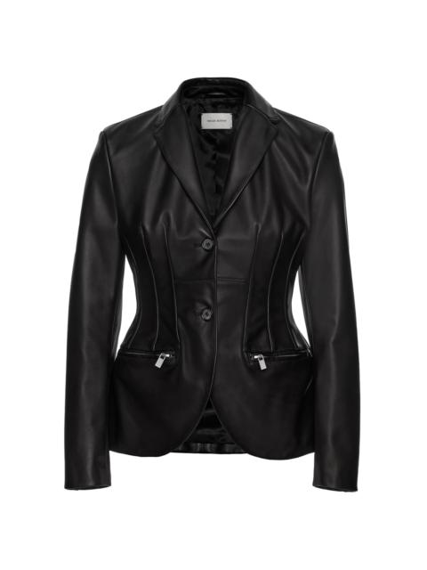 MAGDA BUTRYM Pleated Sheep Leather Blazer black