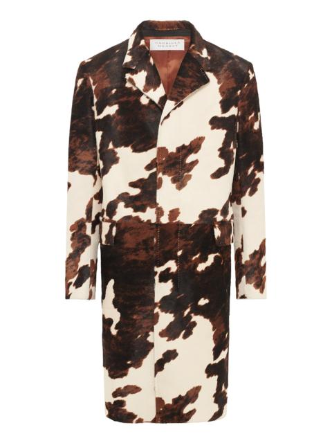 GABRIELA HEARST Tailor Carcoat in Ivory Cognac Multi Pony Hair