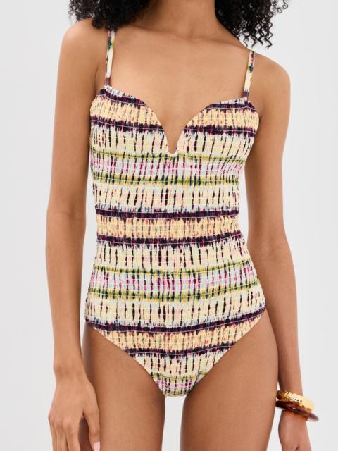ULLA JOHNSON Biarritz Smocked Maillot One Piece