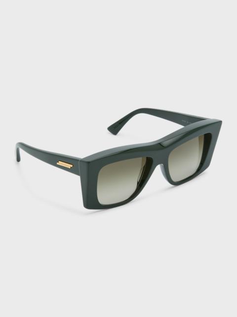 Bottega Veneta Beveled Acetate Rectangle Sunglasses