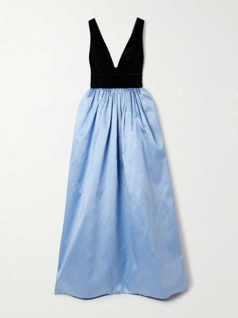COSTARELLOS Silk-mikado And Velvet Gown