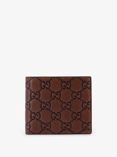 GUCCI Gucci Gg Emblem Leather Wallet With Embossed Gg Logo