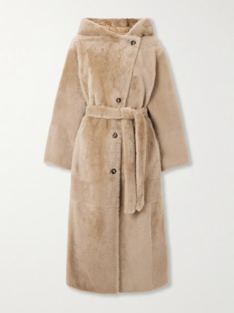 Yves Salomon Hooded Belted Shearling Coat