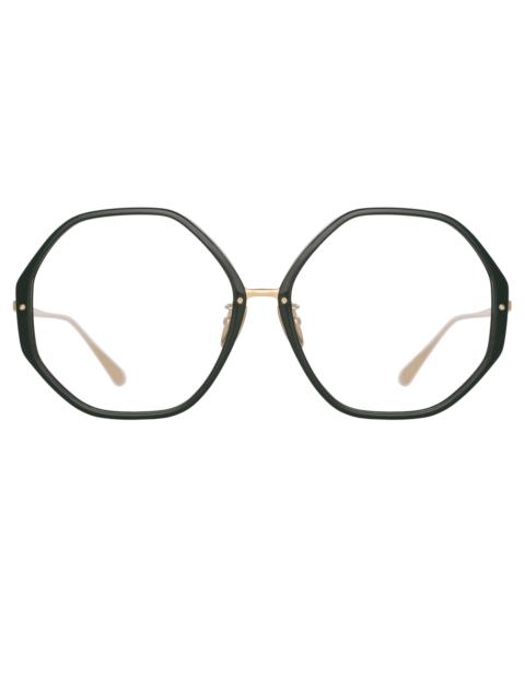 LINDA FARROW ALONA HEXAGON OPTICAL FRAME IN GREEN