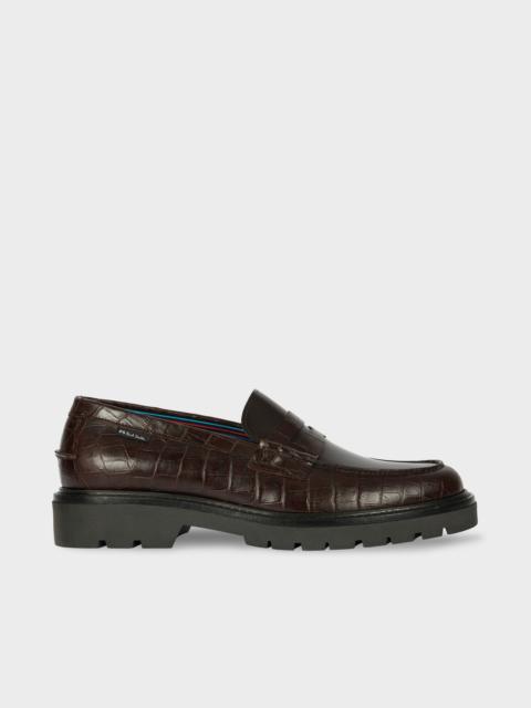 Paul Smith Brown Croc-Emboss 'Bolzano' Loafers