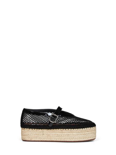 Alaïa Alaïa Women Black Fishnet And Patent Leather Wedge Espadrilles