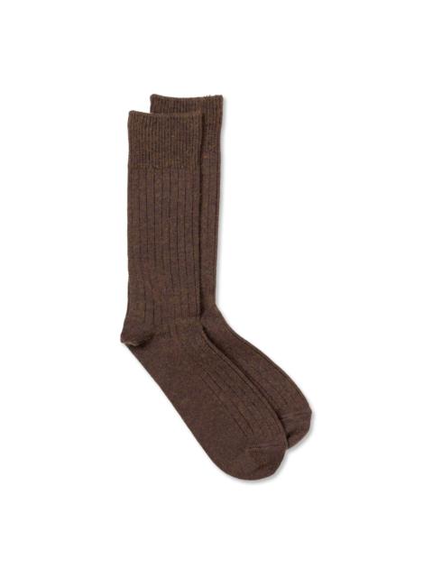 ROTOTO® Rototo Cotton Wool Ribbed Crew Socks D. Brown