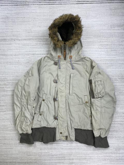 ALPHA INDUSTRIES Vintage BALL Type N-2B Faux Fur Hoodie Bomber Jacket