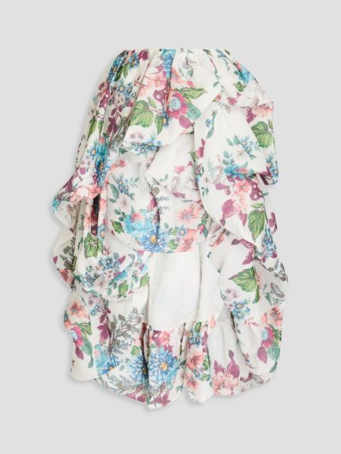 Zimmermann Draped linen and silk-blend gauze midi skirt