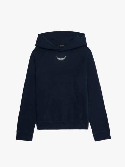 Zadig & Voltaire Georgy Hooded Embellished Sweatshirt in Navy