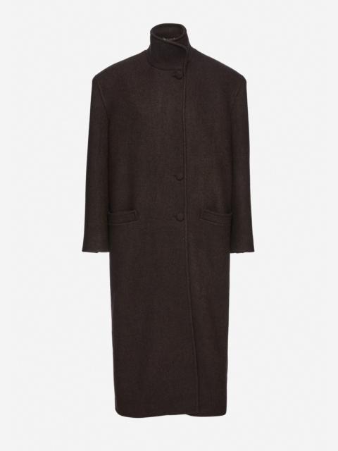 MAGDA BUTRYM Oversize cashmere coat with stand collar in brown