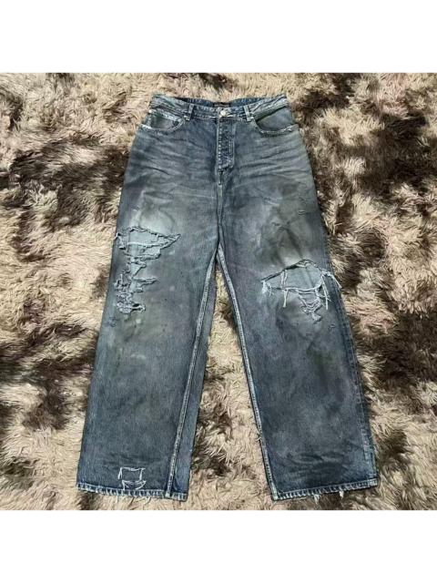 BALENCIAGA Balenciaga 23FW Ripped Mud Dyed Jeans