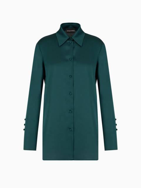 EMPORIO ARMANI Satin crêpe shirt with back button detail