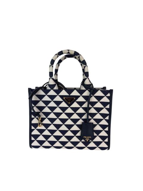 Prada Prada Small Symbole Embroidered Fabric Handbag