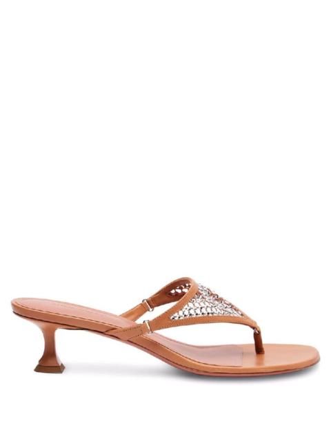 Amina Muaddi Amina Muaddi Cameron Crystal Leather Sandals