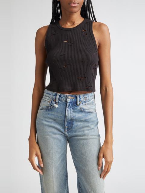 R13 Distressed Cotton Crop Tank