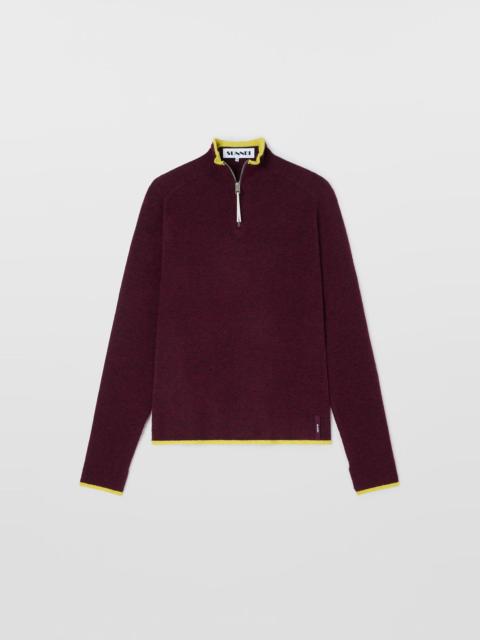 SUNNEI FITTED LONGSLEEVE W ZIP / burnt aubergine