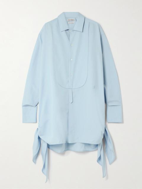 JW Anderson Tie-detailed Cotton And Silk-blend Mini Shirt Dress