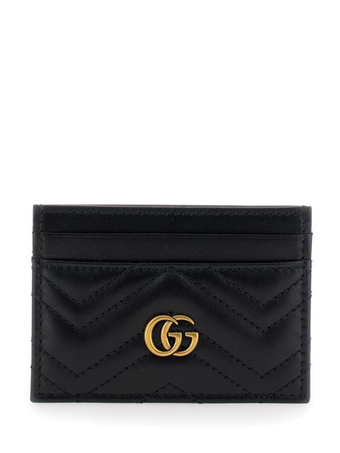 GUCCI Gucci Women Black Card-Holder With Gg Logo In Matelassé Leather Woman