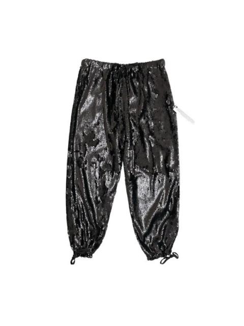 TOPSHOP Pants Idol Black Sequin Crop Jogger High Rise Waist Ties 6 NWT $240