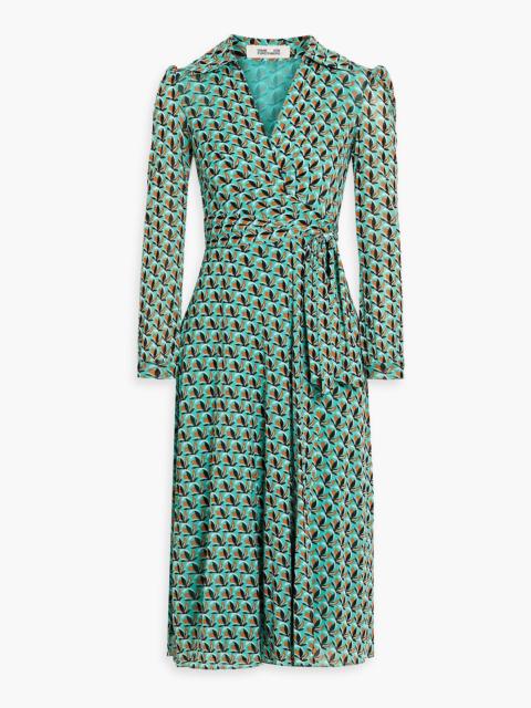 DIANE VON FURSTENBERG Phoenix printed stretch-mesh midi wrap dress