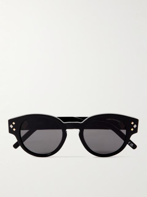 Dior CD Diamond R2I Acetate and Silver-Tone Round-Frame Sunglasses Black