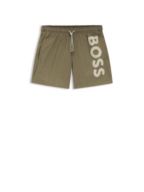 BOSS QUICK-DRY SWIM SHORTS WITH VERTICAL LOGO PRINT