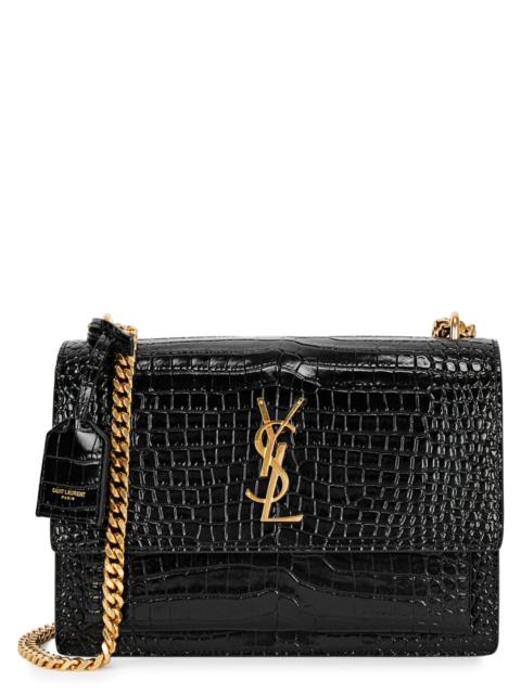 SAINT LAURENT Sunset crocodile-effect shoulder bag