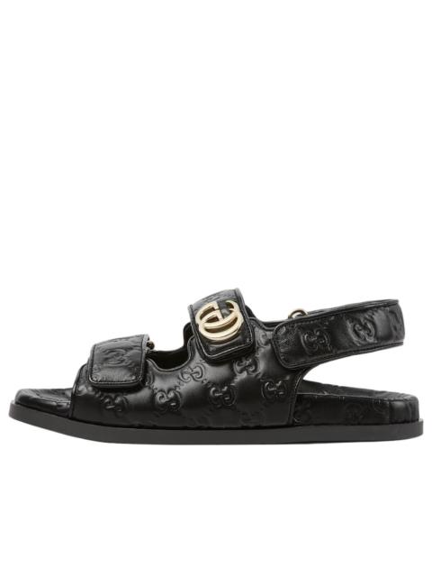 GUCCI (WMNS) Gucci Double G Leather Sandals 'Black' 816625-AAEGP-1000