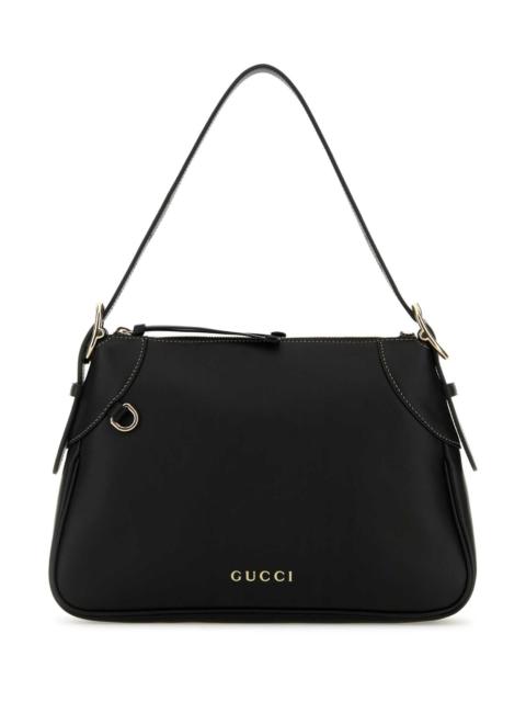 GUCCI Gucci Women Black Leather Medium Gg Emblem Shoulder Bag