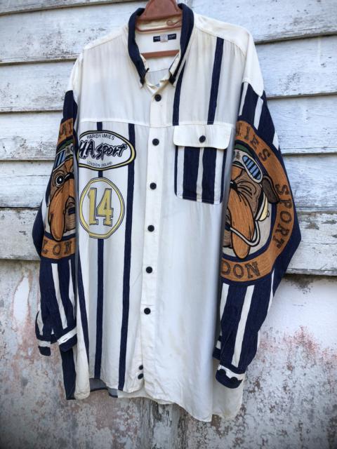 Other Designers Archival Clothing - Vintage Hardy Amies Bull Dog Print Silk Button Shirt