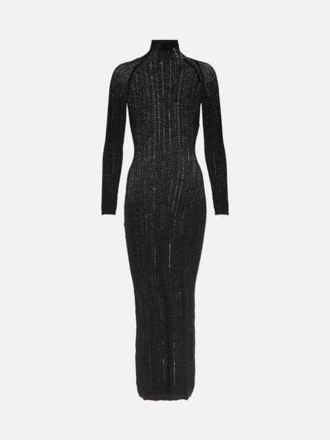 Alaïa Distressed wool-blend midi dress