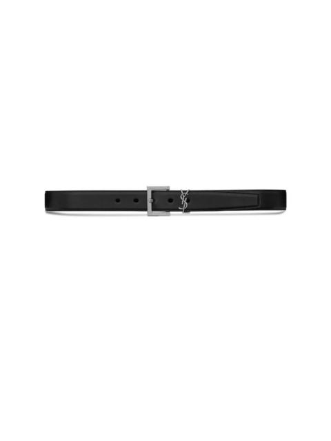 SAINT LAURENT Cassandre Belt with Square Buckle in Smooth Leather